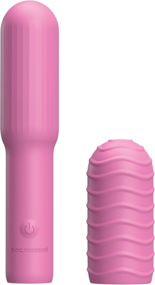 Doc Johnson Elite - Mini Vibrator met Verwisselbaar Opzetstuk - 10 cm pink (0782421082130)