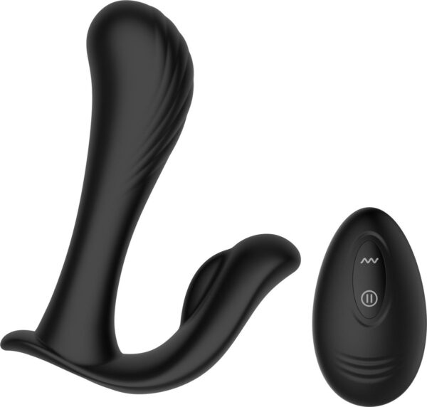 INTY Toys - Ace - Draagbare Panty Vibrator Met Afstandsbediening - 10 Standen - Ultra sterke trillingen - Oplaadbaar via USB - 100% Silicone - Waterbestendig - Zwart (7422256288231)