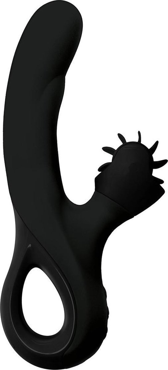 Lang Loys Vibrator met Draaiend Clitoris Wieltje - zwart (8436572923119)