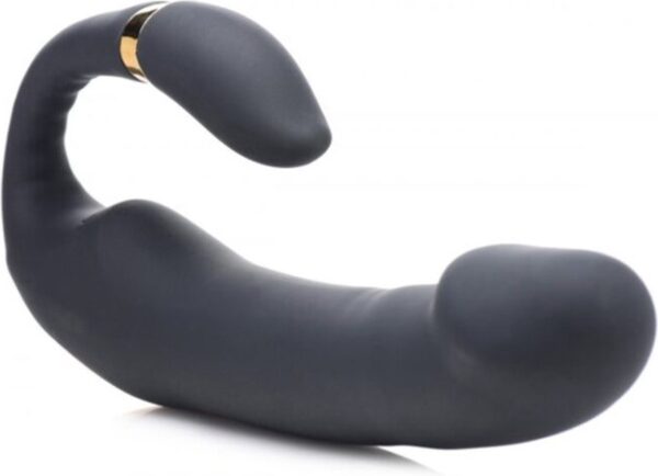 XR Brands Pleasure - Silicone Vibrator with Clitoris Stimulator black (0848518042200)