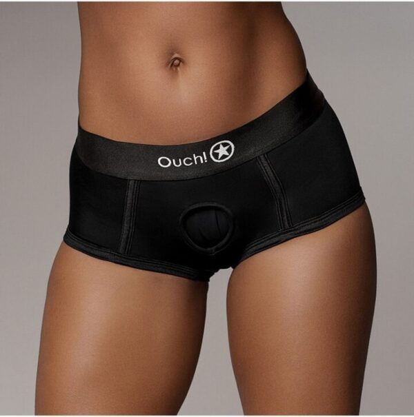 Shots - Ouch! OU826BLKML1 - Vibrating Strap-on Brief - Black - M/L (8714273938428)
