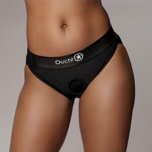 Shots - Ouch! OU828BLKML1 - Vibrating Strap-on Hipster - Black - M/L (8714273935632)